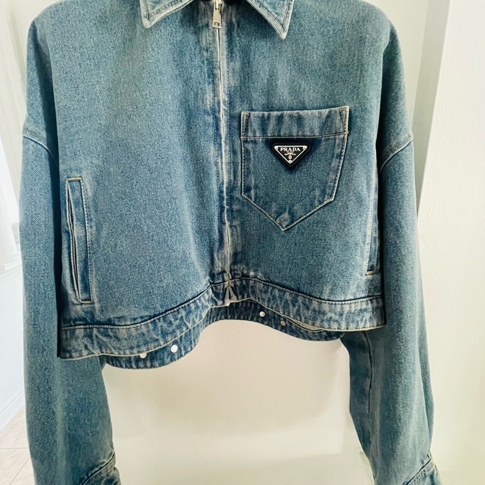 PRADA Cropped Organic Denim Jacket Size 36 (Firm on Price)